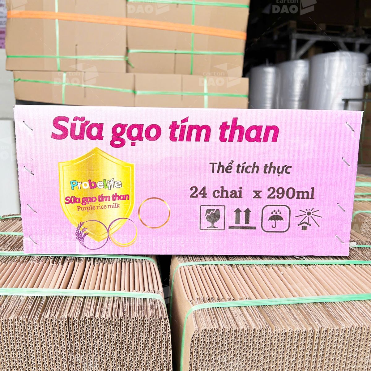 Thùng Carton đựng sữa gạo tím than