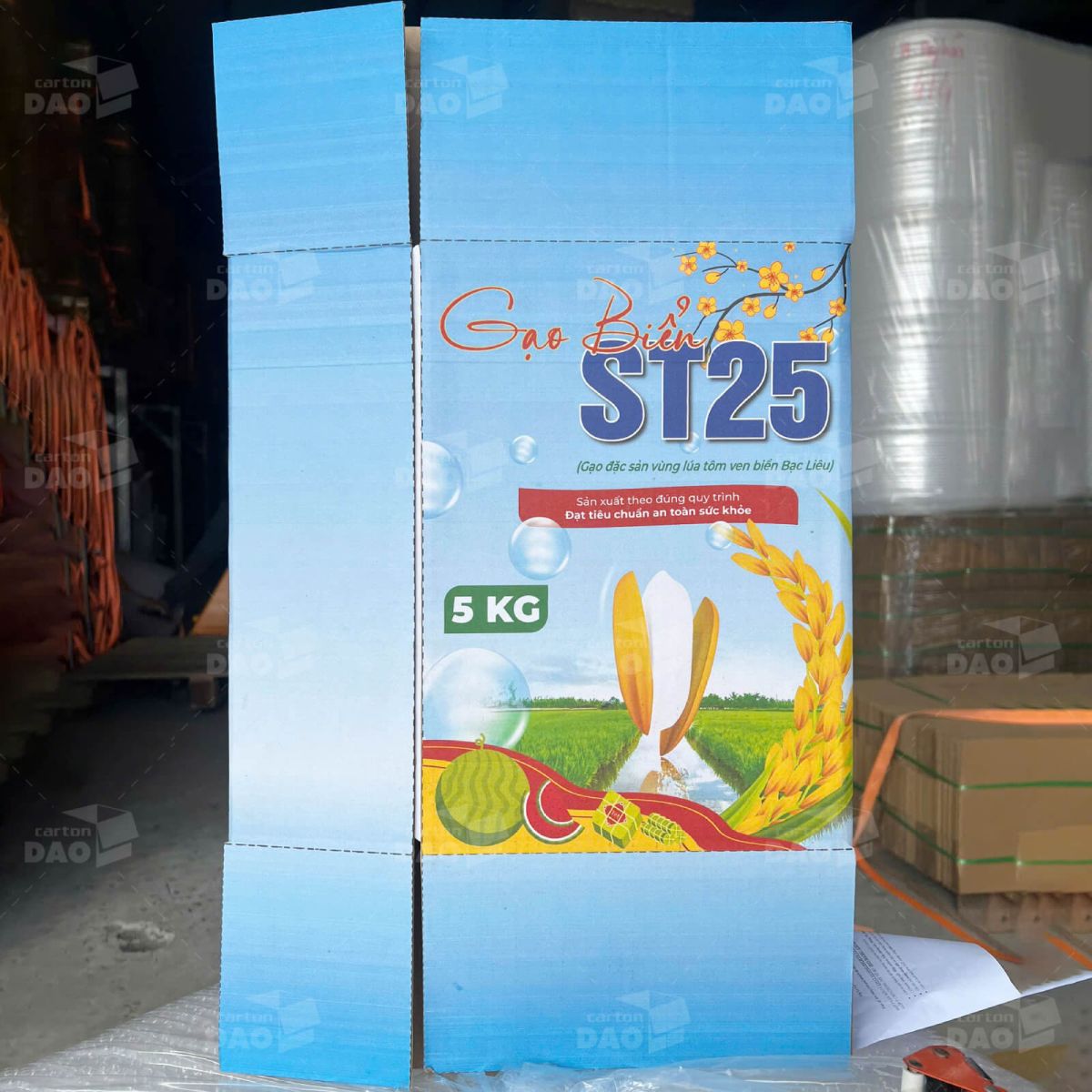 Mẫu thùng carton đựng gạo sản xuất bởi Dao Carton