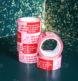 6 cuộn băng keo hàng dễ vỡ trắng đỏ quay video